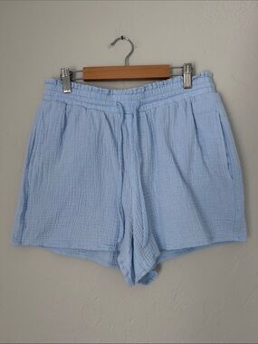 Express Light Blue Relaxed Drawstring Cotton Shorts